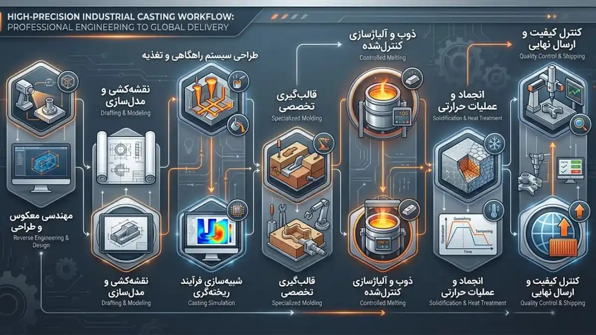 مراحل جامع خدمات ریخته گری صنعتی آوانگارد
